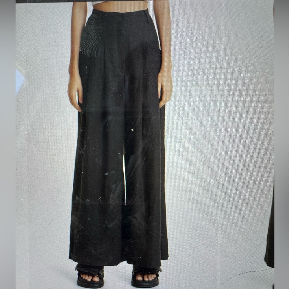 Farm rio wide leg linen pants. Black size XS